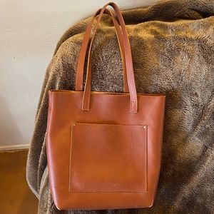Portland Leather Goods Crossbody Tote in Honey, Laptop Bag